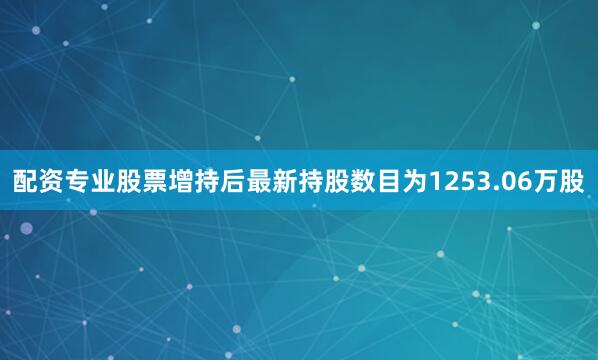 配资专业股票增持后最新持股数目为1253.06万股